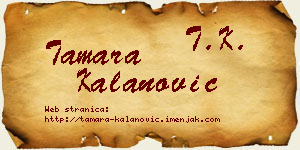 Tamara Kalanović vizit kartica